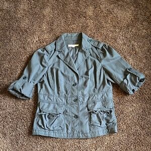 Ann Taylor Loft Gray Roll Sleeve Jacket M